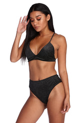 Set aus Bralette und Höschen aus Samt mit Glitzer